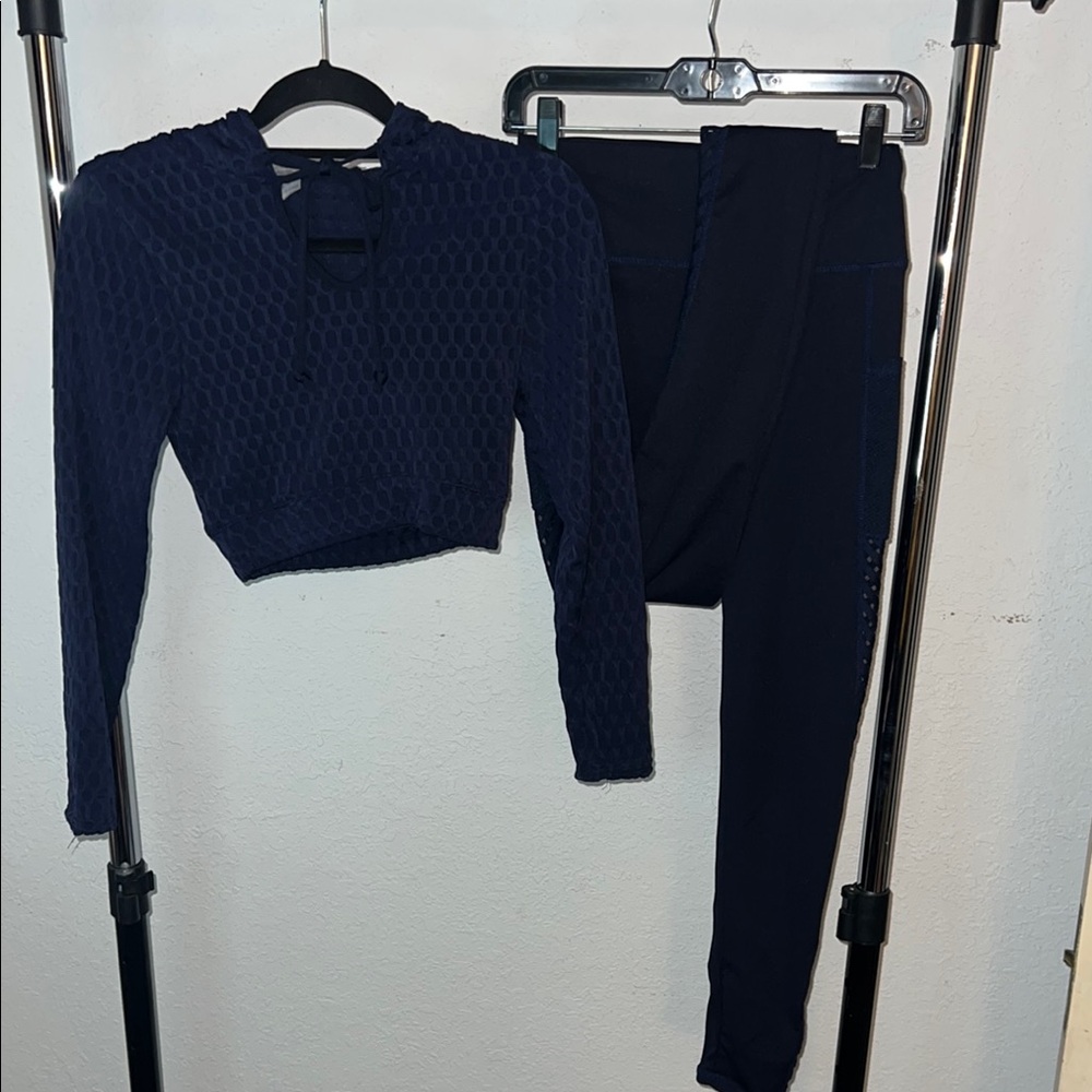 Navy Blue Textured Women's Jumpsuit